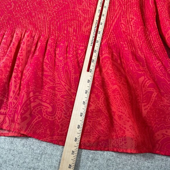 Maggie Barnes Catherines 3X Womens Top Blouse Pink Orange Lightweight Crinkle - Picture 6 of 14